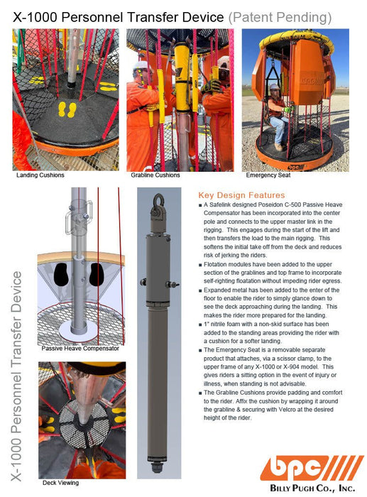 Billy Pugh X - 1000 - 4 Personnel Transfer Device - KVM Tools Inc.KVX - 1000 - 4
