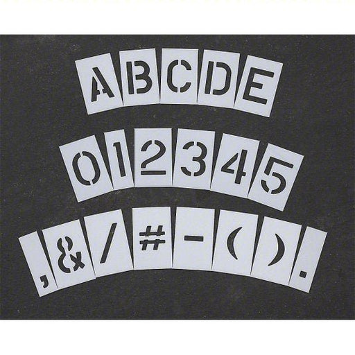RAE STL - 108 - 8108 Pavement Stencil 0 to 9/A to Z/Punctuation, 10 in Character Ht, 6 in Character Wd, Polyethylene - KVM Tools Inc.KV18E719