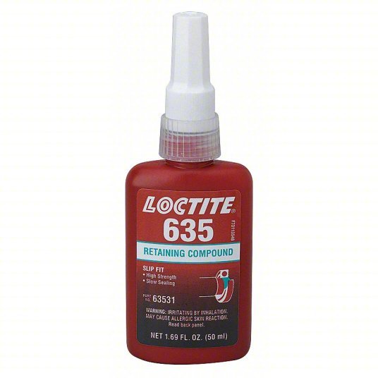 Loctite 135516 Retaining Compound 635, 1.7 fl oz, Bottle, Green, High Strength - KVM Tools Inc.KV19TT68