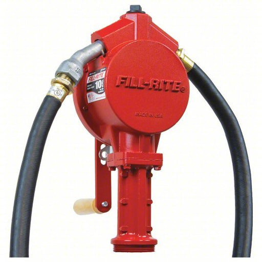 Fill - Rite FR112 Hand Operated Drum Pump Pump with Hose & Nozzle, Bung, Rotary, 10 gal per 100 revolutions - KVM Tools Inc.KV1P893