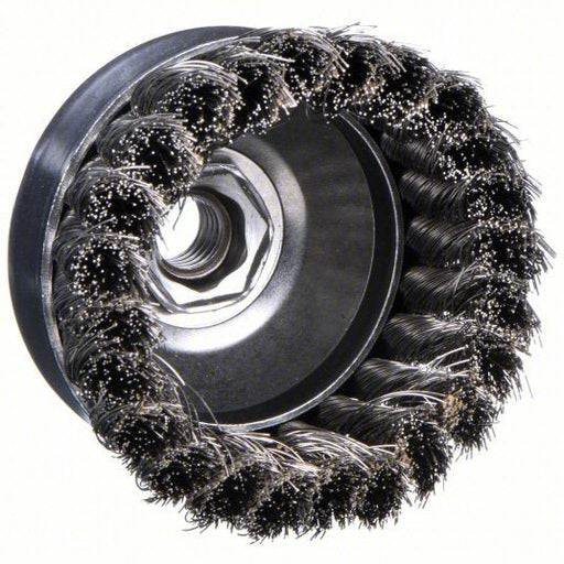 Weiler 93432 Cup Brush Twisted Stainless Steel, 2 3/4 in Dia, 0.02 in Fill Dia, 5/8" - 11 Arbor - KVM Tools Inc.KV1PAJ6