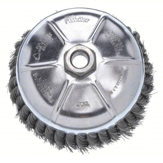 Weiler 93397 Cup Brush Twisted Steel, 4 in Dia, 0.014 in Fill Dia, 5/8" - 11 Arbor - KVM Tools Inc.KV4F713