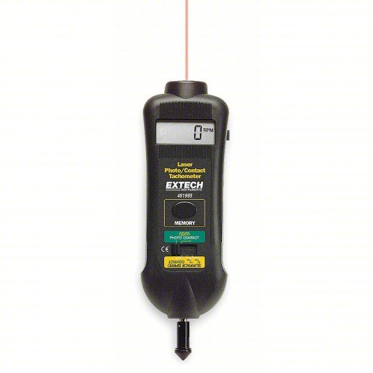 Extech 461995 Laser Tachometer +/-0.05% RPM Accuracy, 0.1 RPM, 19,999 RPM Max Contact RPM, LCD - KVM Tools Inc.KV1PX61