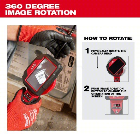 Milwaukee 2323 - 21 Inspection Camera 480 x 272, 4 ft Shaft Lg, 0.32 in Shaft Dia, 10 mm Camera Dia, Fixed - KVM Tools Inc.KV801NK8