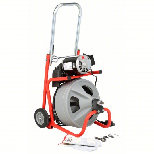 Ridgid K - 400 with C - 45 IW Drain Cleaning Machine Corded, For 1 1/2 in to 4 in Pipe, 1/2 in Cable Dia., Manual - KVM Tools Inc.KV2AER5