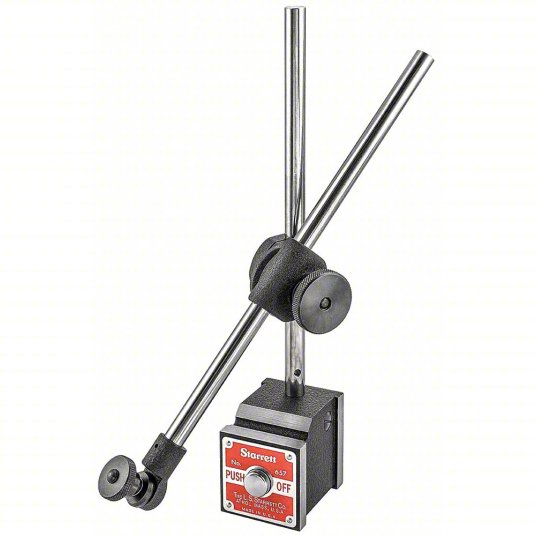 Starrett 657D Magnetic-Base Indicator Holder, Rigid Arm, 100 lbf Holding Power, Flat, 1 in