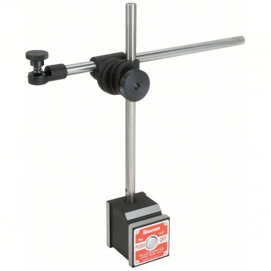 Starrett 657D Magnetic-Base Indicator Holder, Rigid Arm, 100 lbf Holding Power, Flat, 1 in