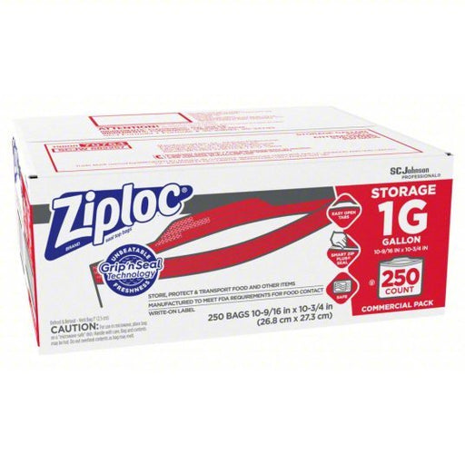 Ziploc 682257 Reclosable Poly Bag 1.75 mil Thick, 10 1/2 in Wd, 11 in Lg, Flat Pack, Polyethylene, 250 PK - KVM Tools Inc.KV32GM82