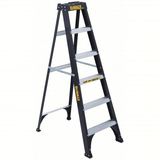 Dewalt DXL3110-06 Stepladder 6 ft Ladder Ht, 5 Steps, 250 lb, 40 7/16 in Base Spread, 23 1/2 in Bottom Wd - KVM Tools Inc.KV36Y404