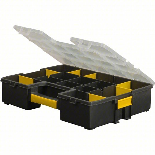 Stanley STST14027 Adjustable Compartment Box 16 3/4 in x 13 in x 3 3/8 in, Black/Yellow, 14 Compartments - KVM Tools Inc.KV39AL10