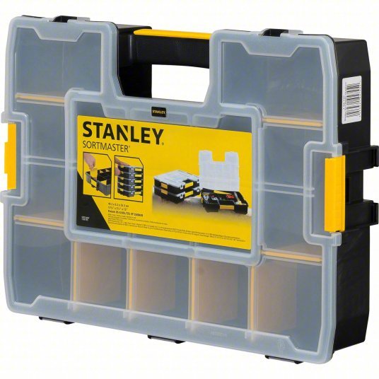 Stanley STST14027 Adjustable Compartment Box 16 3/4 in x 13 in x 3 3/8 in, Black/Yellow, 14 Compartments - KVM Tools Inc.KV39AL10