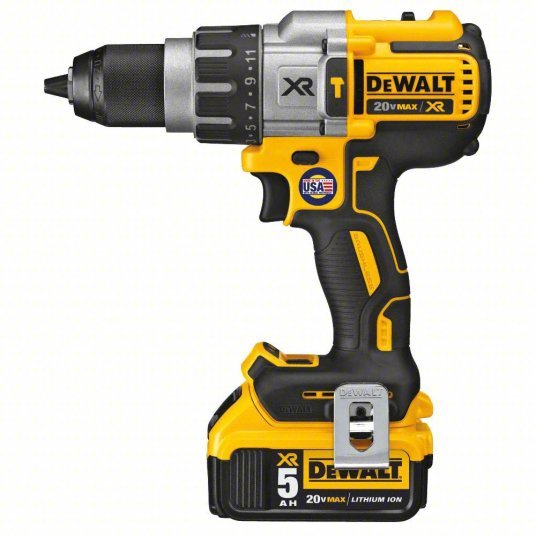 DeWalt DCD996P2 Cordless Hammer Drill Kit 20V, Premium, 1/2 in Chuck, Keyless, 1/2 in Concrete Capacity, 3 - KVM Tools Inc.KV39RV78