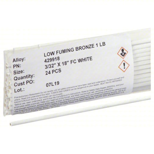 Bernzomatic WB5 Brazing Alloy Low - Fuming Bronze, 0% Silver, RBCuZn - C, 3/32 in x 18 in, Bare, 24 PK - KVM Tools Inc.KV3AC22