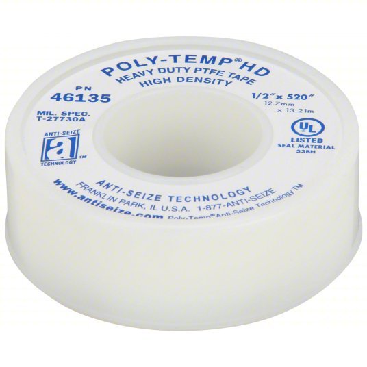 Anti - Seize 46135 Thread Sealant Tape POLY - TEMP® HD, High Density, 1/2 in x 43 ft, White - KVM Tools Inc.KV3PDL1