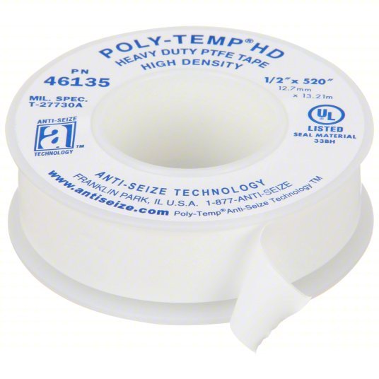 Anti - Seize 46135 Thread Sealant Tape POLY - TEMP® HD, High Density, 1/2 in x 43 ft, White - KVM Tools Inc.KV3PDL1