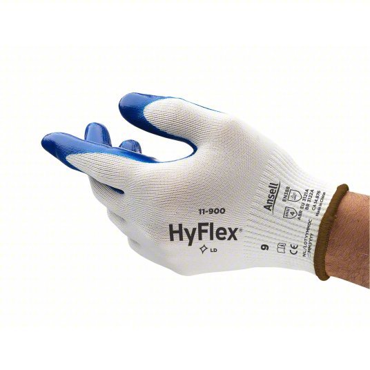 Hyflex 11-900 Coated Gloves M ( 8 ), Smooth, Nitrile, Palm, Dipped, ANSI Abrasion Level 4, Knit Cuff, 1 PR - KVM Tools Inc.KV4JU96