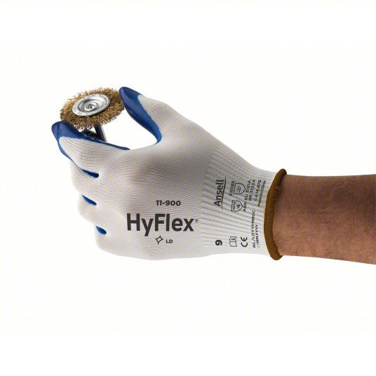 Hyflex 11-900 Coated Gloves M ( 8 ), Smooth, Nitrile, Palm, Dipped, ANSI Abrasion Level 4, Knit Cuff, 1 PR - KVM Tools Inc.KV4JU96