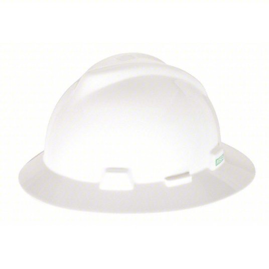 MSA 475369 Hard Hat White, No Graphics, Ratchet (4 - Point), Polyethylene, Side - Slots, MSA, Basic Colors, V - Gard - KVM Tools Inc.KV4LN96