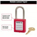 Master Lock 410RED Lockout Padlock Keyed Different, Thermoplastic, Std Body Body Size, Metal, Std, Red - KVM Tools Inc.KV4FG03