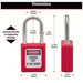 Master Lock 410RED Lockout Padlock Keyed Different, Thermoplastic, Std Body Body Size, Metal, Std, Red - KVM Tools Inc.KV4FG03