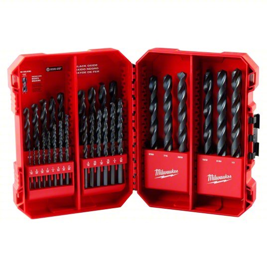 Milwaukee 48 - 89 - 2802 Jobber Length Drill Set 1/2 in Smallest Drill Bit Size, 1/16 in Largest Drill Bit Size - KVM Tools Inc.KV21R662