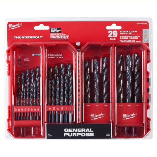 Milwaukee 48 - 89 - 2802 Jobber Length Drill Set 1/2 in Smallest Drill Bit Size, 1/16 in Largest Drill Bit Size - KVM Tools Inc.KV21R662