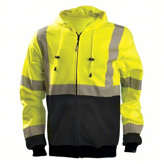 Occunomix LUX-SWTHZBK-YXL Sweatshirt ANSI Class 3, U, Hoodie Sweatshirt, XL, Yellow, 2 Pockets, 9° to 52° F, Zippe - KVM Tools Inc.KV48PY71