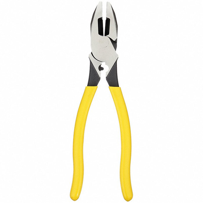 Klein D213-9NE-CR Linemans Plier: Flat, 9 3/8 in Overall Lg, 1 5/8 in Jaw Lg, 1 1/4 in Jaw Wd, 5/8 in Jaw Thick, Steel - KVM Tools Inc.KV4A835