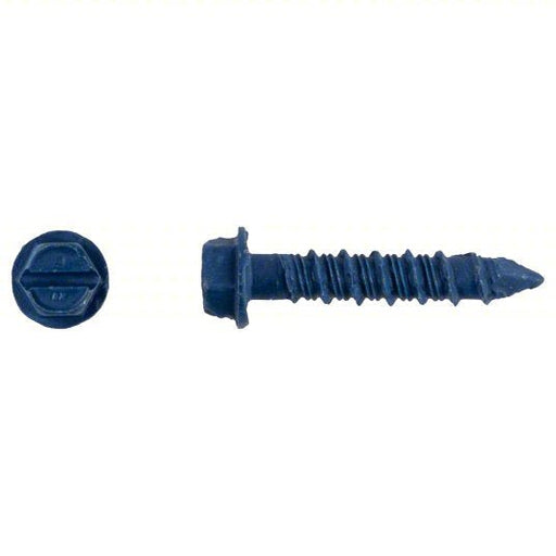 Tapcon 3153407 Concrete Anchor Screw 1 1/4 in Overall Lg, 1/4 in Dia, Steel, Climaseal, Hex, Steel, 100 PK - KVM Tools Inc.KV4AK86