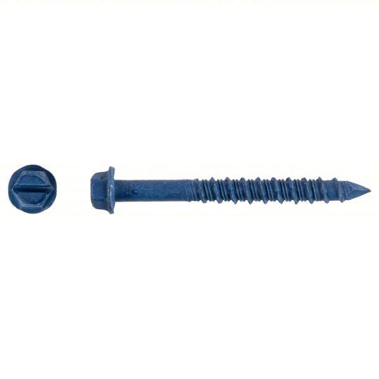 Tapcon 3157407 Concrete Anchor Screw 2 1/4 in Overall Lg, 1/4 in Dia, Steel, Climaseal, Hex, Steel, 100 PK - KVM Tools Inc.KV4AK88