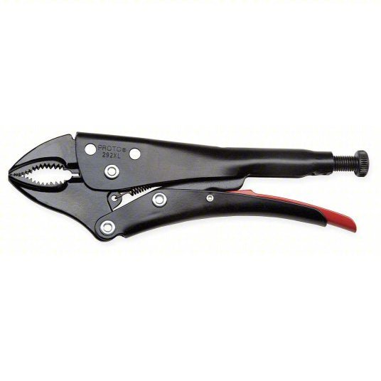 Proto J290XL Locking Plier Curved, Lever, 1 21/32 in Max Jaw Opening, 7 1/2 in Overall Lg, 1 1/4 in Jaw Lg - KVM Tools Inc.KV4EAA4