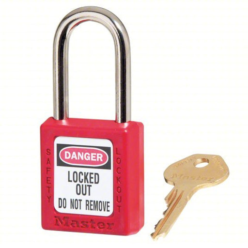 Master Lock 410RED Lockout Padlock Keyed Different, Thermoplastic, Std Body Body Size, Metal, Std, Red - KVM Tools Inc.KV4FG03