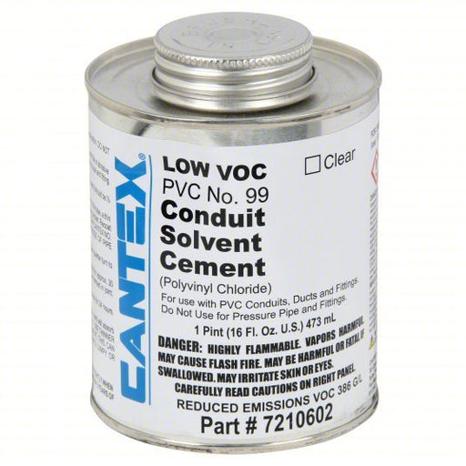 Cantex 7210602 Pipe Cement Low VOC No. 99, 19.2 fl oz, Brush-Top Can, Clear - KVM Tools Inc.KV4FYZ7