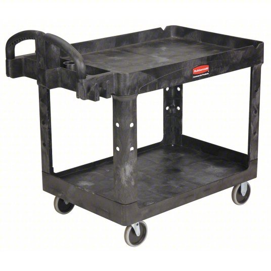 Brute FG452088BLA Utility Cart with Deep Lipped Plastic Shelves 500 lb Load Capacity, 36-3/8 in x 25 in, Black - KVM Tools Inc.KV4VZF9