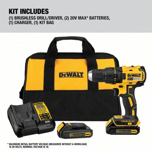 DeWalt DCD777C2 Drill 20V DC, Compact, 1/2 in Chuck, 1,750 RPM Max., Brushless Motor, (2) 1.5 Ah, 20V MAX - KVM Tools Inc.KV52HM43