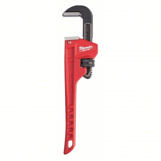 Milwaukee 48 - 22 - 7110 Pipe Wrench Alloy Steel, 1 1/2 in Jaw Capacity, Serrated, 10 in Overall Lg, Ergonomic - KVM Tools Inc.KV52XH81