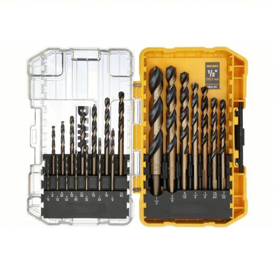 DeWalt DWA1181 Jobber Length Drill Set 1/16 in Smallest Drill Bit Size, 1/2 in Largest Drill Bit Size - KVM Tools Inc.KV53DR64