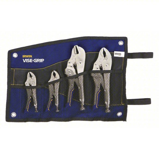 Irwin IRHT82592 Locking Pliers Set Curved, 1 1/8 in_1 1/2 in_1 7/8 in_2 in Max Jaw Opening, Knurled Grip - KVM Tools Inc.KV54ZG09