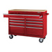 KVM Tools Yukon KV57805 46 in. 9 Drawer Mobile Storage Cabinet with Solid Wood Top, Red - KVM Tools Inc.KV57805