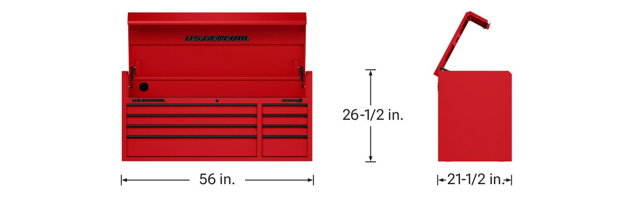 KVM Tools US General 58712 56 in. x 22 in. Top Chest, Series 3, Red - KVM Tools Inc.KV58712