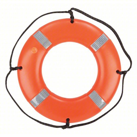 Kent Safety 152200-200-024-13 Ring Buoy, Orange, Polyethylene, USCG Approved, 24 in Dia - KVM Tools Inc.KV59MD25