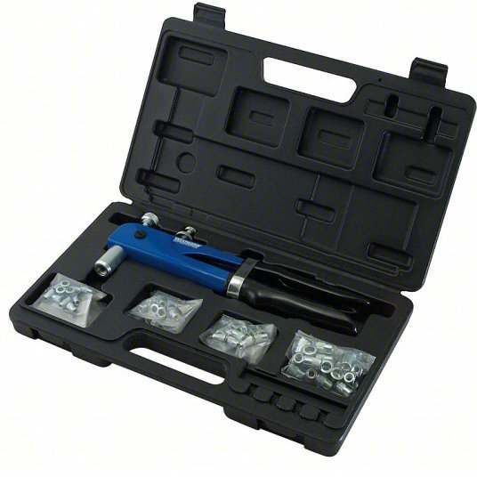 KVM Tools KV5TUW2 Rivet Nut Tool Kit 54 Pieces, 52 Rivet Nuts, Steel, Plain - KVM Tools Inc.KV5TUW2