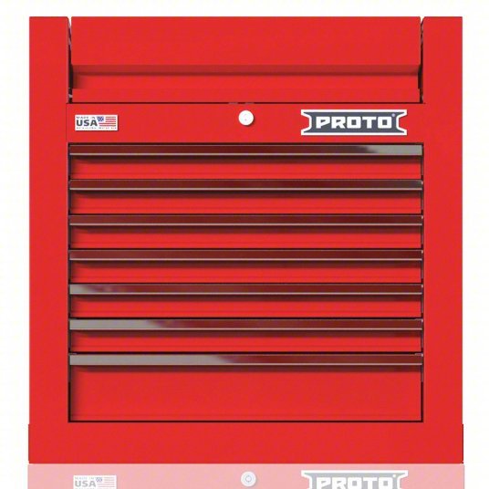 Proto JSTV2728CS07RD Top Chest Gloss Red, 27 in W x 22 3/8 in D x 28 in H, Red, Fully Extended Ball Bearing - KVM Tools Inc.KV60FF74
