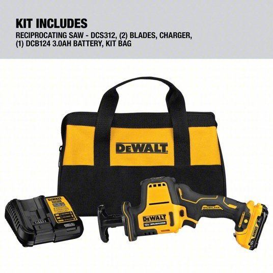 DeWalt DCS312G1 Reciprocating Saw 5/8 in Stroke Lg, 2,800 Max. Strokes per Minute, Straight, Brushless Motor, 12 V - KVM Tools Inc.KV60HH85