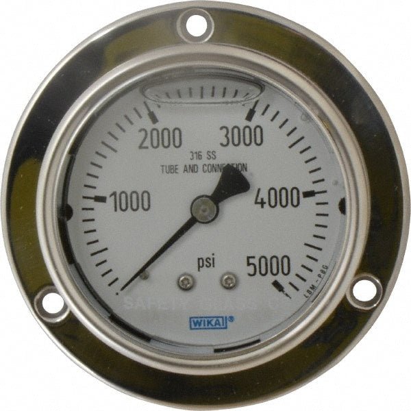 Wika 4283026 Pressure Gauge 2 - 1/2" Dial, 0 to 5,000 psi, 1/4" Thread, NPT, Lower Mount - KVM Tools Inc.KV63150577