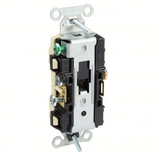 Hubbell CR20I Receptacle Duplex, 5-20R, 20 A, 125V AC, Ivory, 2 Poles, Screw Terminals, Std Resist, 5-20 - KVM Tools Inc.KV6A671