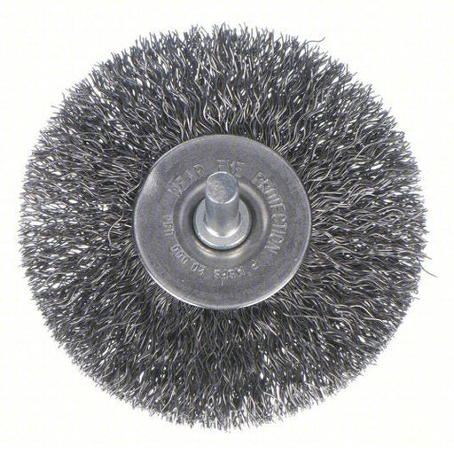 Weiler 93028 Wire Wheel Brush Crimped Steel, 3 in Dia x 1/2 in Wd, 1/4 in Shank, 0.014 in Fill - KVM Tools Inc.KV6JXG4