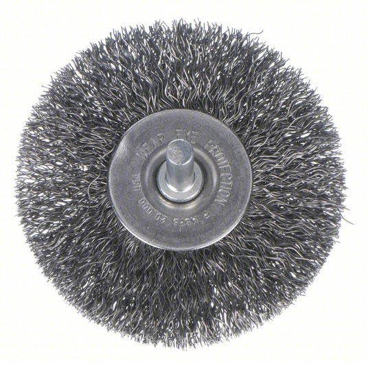 Weiler 93028 Wire Wheel Brush Crimped Steel, 3 in Dia x 1/2 in Wd, 1/4 in Shank, 0.014 in Fill - KVM Tools Inc.KV6JXG4