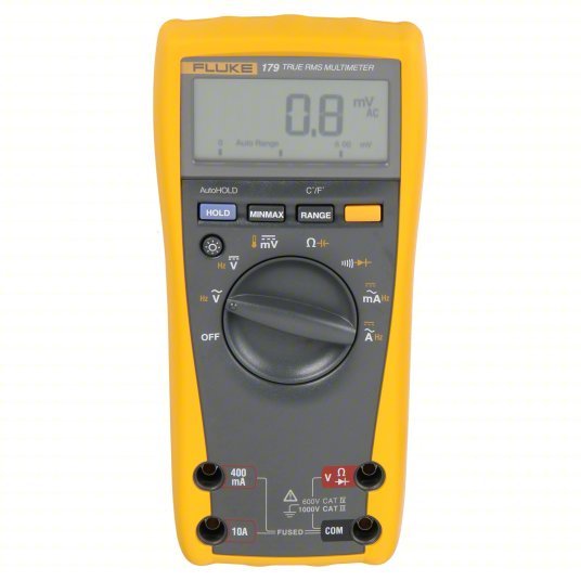 Fluke - 179 Digital Multimeter CAT III 1000V/CAT IV 600V, TRMS, 1,000 V Max AC Volt Measurement, 6,000 - KVM Tools Inc.KV6MR09