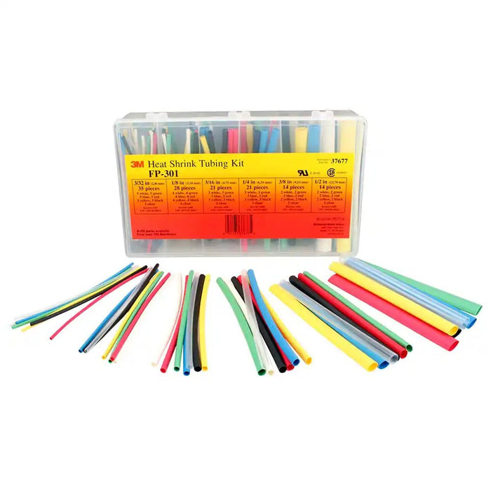 3M 7000031588 133 Piece, Black, Blue, Clear, Green, Red, White and Yellow, Heat Shrink Electrical Tubing Kit - KVM Tools Inc.KV73125601